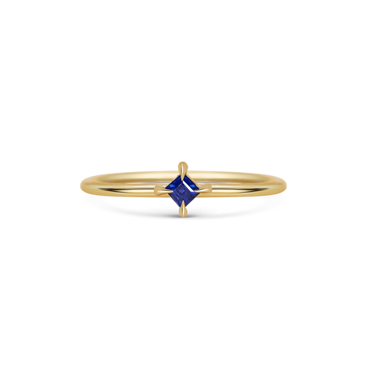 Mini Square Blue Sapphire Promise Ring