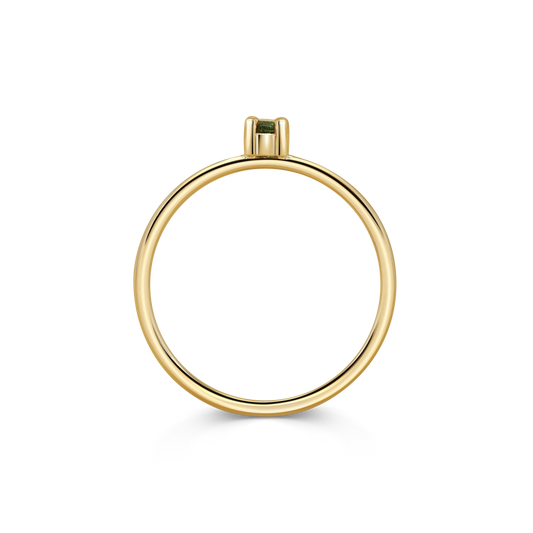 Mini Oval Green Sapphire Promise Ring