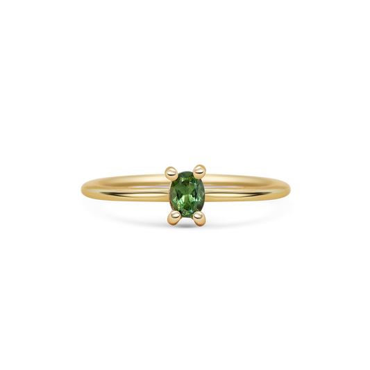 Mini Oval Green Sapphire Promise Ring