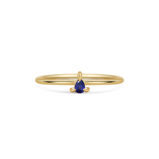 Mini Pear Blue Sapphire Promise Ring
