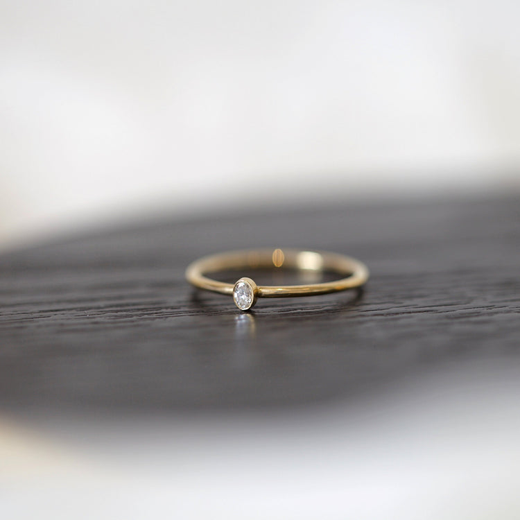 Mini Oval Diamond Promise Ring