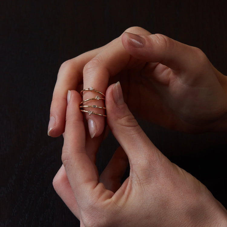 Mini Pear Diamond Promise Ring