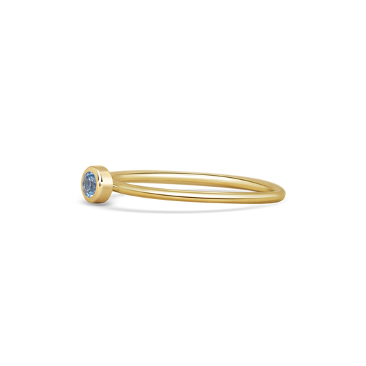 Mini Round Aquamarine Promise Ring