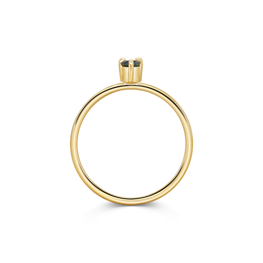 Mini Round Teal Sapphire Promise Ring